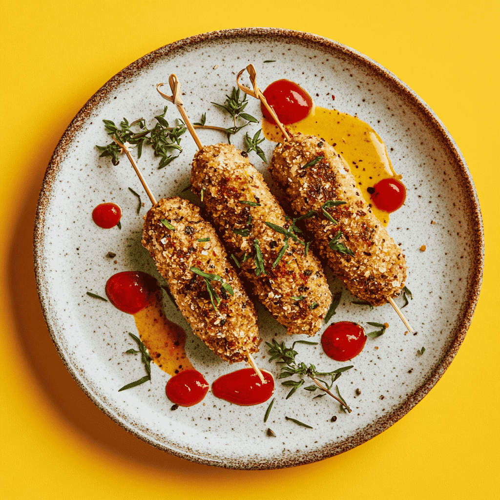 Veganes Catering Berlin - frittierte Spiesse vegan und fleischlos
