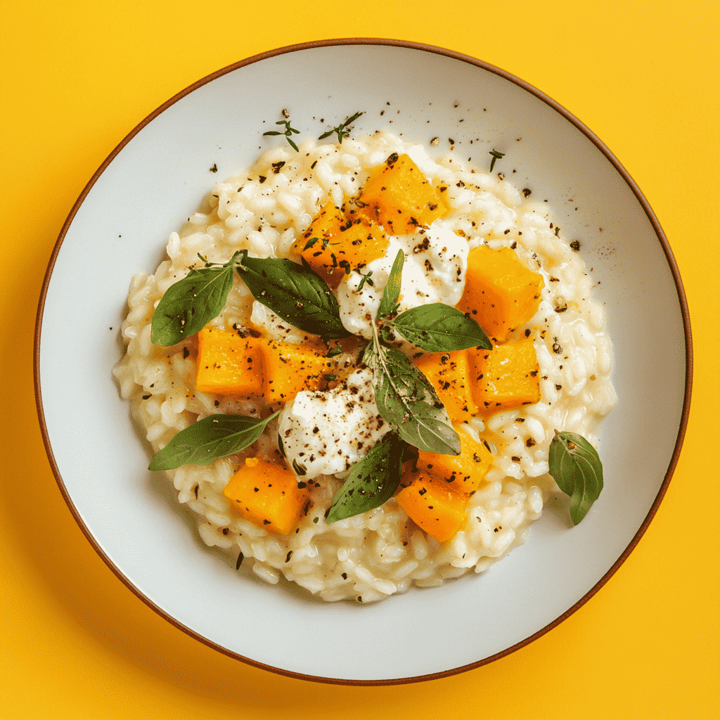 Vegetarisches Catering Berlin - Risotto mit Kuerbis, Mascarpone und Basilikum